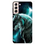 For Samsung Galaxy S22 5G Colored Drawing Pattern High Transparent TPU Phone Protective Case(Moonlight Wolf)