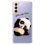 For Samsung Galaxy S22+ 5G Colored Drawing Pattern High Transparent TPU Phone Protective Case(Tilted Head Panda)