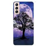 For Samsung Galaxy S22+ 5G Colored Drawing Pattern High Transparent TPU Phone Protective Case(Moon Tree)