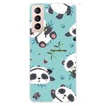 For Samsung Galaxy S22+ 5G Colored Drawing Pattern High Transparent TPU Phone Protective Case(Smiling Panda)
