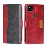 For Google Pixel 4a Retro Texture Contrast Color Buckle Horizontal Flip Leather Phone Case with Holder(Red+Black)