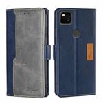 For Google Pixel 4a Retro Texture Contrast Color Buckle Horizontal Flip Leather Phone Case with Holder(Blue+Grey)