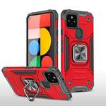 For Google Pixel 4a 5G Magnetic Armor Shockproof TPU + PC Phone Case with Metal Ring Holder(Red)