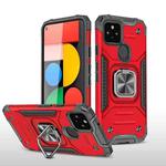 For Google Pixel 5a Magnetic Armor Shockproof TPU + PC Phone Case with Metal Ring Holder(Red)