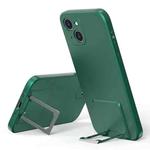 Skin Feel Frosted TPU Shockproof Phone Case with Telescopic Holder For iPhone 13(Green)