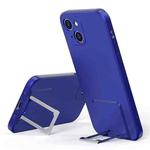 Skin Feel Frosted TPU Shockproof Phone Case with Telescopic Holder For iPhone 13(Blue)