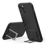 Skin Feel Frosted TPU Shockproof Phone Case with Telescopic Holder For iPhone 13 Pro Max(Black)