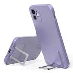 Skin Feel Frosted TPU Shockproof Phone Case with Telescopic Holder For iPhone 12(Purple)
