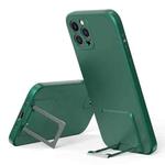 Skin Feel Frosted TPU Shockproof Phone Case with Telescopic Holder For iPhone 12 Pro Max(Green)