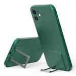 Skin Feel Frosted TPU Shockproof Phone Case with Telescopic Holder For iPhone 11(Green)