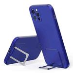 Skin Feel Frosted TPU Shockproof Phone Case with Telescopic Holder For iPhone 11 Pro(Blue)