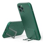 Skin Feel Frosted TPU Shockproof Phone Case with Telescopic Holder For iPhone 11 Pro Max(Green)