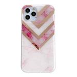 For iPhone 13 mini Dual-side Laminating  Marble TPU Phone Case (Stitching Pink)