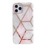 For iPhone 13 Dual-side Laminating  Marble TPU Phone Case(Stitching Pink Gray)