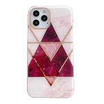 For iPhone 13 Pro Max Dual-side Laminating  Marble TPU Phone Case (Stitching Red)