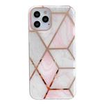 For iPhone 12 Pro Max Dual-side Laminating  Marble TPU Phone Case(Stitching Pink Gray)