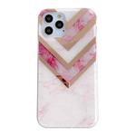 For iPhone 11 Pro Dual-side Laminating  Marble TPU Phone Case (Stitching Pink)