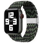 Nylon Braid One Buckle Watch Band For Apple Watch Series 8&7 41mm / SE 2&6&SE&5&4 40mm / 3&2&1 38mm(W Black Green)
