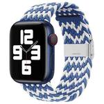 Nylon Braid One Buckle Watch Band For Apple Watch Ultra 49mm / Series 8&7 45mm / SE 2&6&SE&5&4 44mm / 3&2&1 42mm(W Blue White)