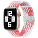 Nylon Braid One Buckle Watch Band For Apple Watch Ultra 49mm / Series 8&7 45mm / SE 2&6&SE&5&4 44mm / 3&2&1 42mm(Z Pink White)