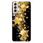 For Samsung Galaxy S22+ 5G Shockproof Painted Transparent TPU Phone Protective Case(Gold Star)