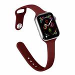 Slimming Silicone Watch Band For Apple Watch Ultra 49mm / Series 8&7 45mm / SE 2&6&SE&5&4 44mm / 3&2&1 42mm(Wine Red)