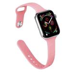 Slimming Silicone Watch Band For Apple Watch Ultra 49mm / Series 8&7 45mm / SE 2&6&SE&5&4 44mm / 3&2&1 42mm(Bright Pink)