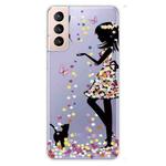 For Samsung Galaxy S22 5G Painted Pattern High Transparent TPU Phone  Protective Case(Girl)