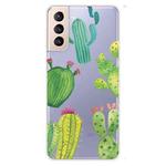 For Samsung Galaxy S22 5G Painted Pattern High Transparent TPU Phone  Protective Case(Cactus)