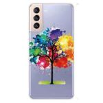 For Samsung Galaxy S22 5G Painted Pattern High Transparent TPU Phone  Protective Case(Oil Painting Tree)