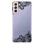 For Samsung Galaxy S22+ 5G Painted Pattern High Transparent TPU Phone  Protective Case(Lace Flower)