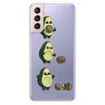 For Samsung Galaxy S22 5G Coloured Drawing Pattern Highly Transparent TPU Phone Protective Case(Avocado)
