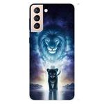 For Samsung Galaxy S22 5G Coloured Drawing Pattern Highly Transparent TPU Phone Protective Case(Lion)