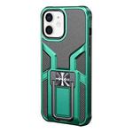 For iPhone 12 WK WTP-013 Shockproof PC + TPU Phone Case with Metal Holder(Malachite Green)