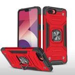 For OPPO A3s Magnetic Armor Shockproof TPU + PC Phone Case with Metal Ring Holder(Red)