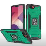 For OPPO A3s Magnetic Armor Shockproof TPU + PC Phone Case with Metal Ring Holder(Dark Green)