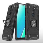 For OPPO A5 & A9 Magnetic Armor Shockproof TPU + PC Phone Case with Metal Ring Holder(Black)