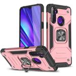 For OPPO Realme 5 Magnetic Armor Shockproof TPU + PC Phone Case with Metal Ring Holder(Rose Gold)