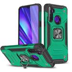 For OPPO Realme 5 Magnetic Armor Shockproof TPU + PC Phone Case with Metal Ring Holder(Dark Green)