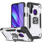 For OPPO Realme 5 Magnetic Armor Shockproof TPU + PC Phone Case with Metal Ring Holder(Silver)