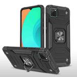 For OPPO Realme C11 Magnetic Armor Shockproof TPU + PC Phone Case with Metal Ring Holder(Black)