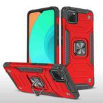 For OPPO Realme C11 Magnetic Armor Shockproof TPU + PC Phone Case with Metal Ring Holder(Red)
