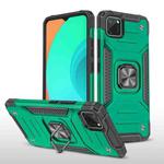 For OPPO Realme C11 Magnetic Armor Shockproof TPU + PC Phone Case with Metal Ring Holder(Dark Green)