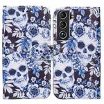 For Samsung Galaxy S22+ 5G Horizontal Flip Phone Leather Case with Holder & Card Slots & Photo Frame & Wallet(Skull)