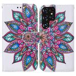 For Samaung Galaxy S22 Ultra 5G Horizontal Flip Phone Leather Case with Holder & Card Slots & Photo Frame & Wallet(Half Flower)