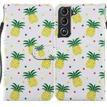 For Samsung Galaxy S22 5G Painted Pattern Horizontal Flip Phone Leather Case with Holder & Card Slots & Photo Frame(Pineapple)