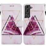 For Samsung Galaxy S22+ 5G Painted Pattern Horizontal Flip Phone Leather Case with Holder & Card Slots & Photo Frame(Three-color Marble)