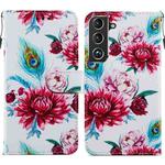 For Samsung Galaxy S22+ 5G Painted Pattern Horizontal Flip Phone Leather Case with Holder & Card Slots & Photo Frame(Peacock Flower)