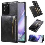 For Samsung Galaxy Note20 Ultra Zipper Wallet Bag PU Back Cover Shockrpoof Phone Case with Holder & Card Slots & Wallet(Black)