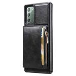 For Samsung Galaxy Note20 Zipper Wallet Bag PU Back Cover Shockrpoof Phone Case with Holder & Card Slots & Wallet(Black)